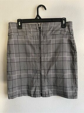 INC International Concepts Gray Plaid Zip-Front Mini Skirt